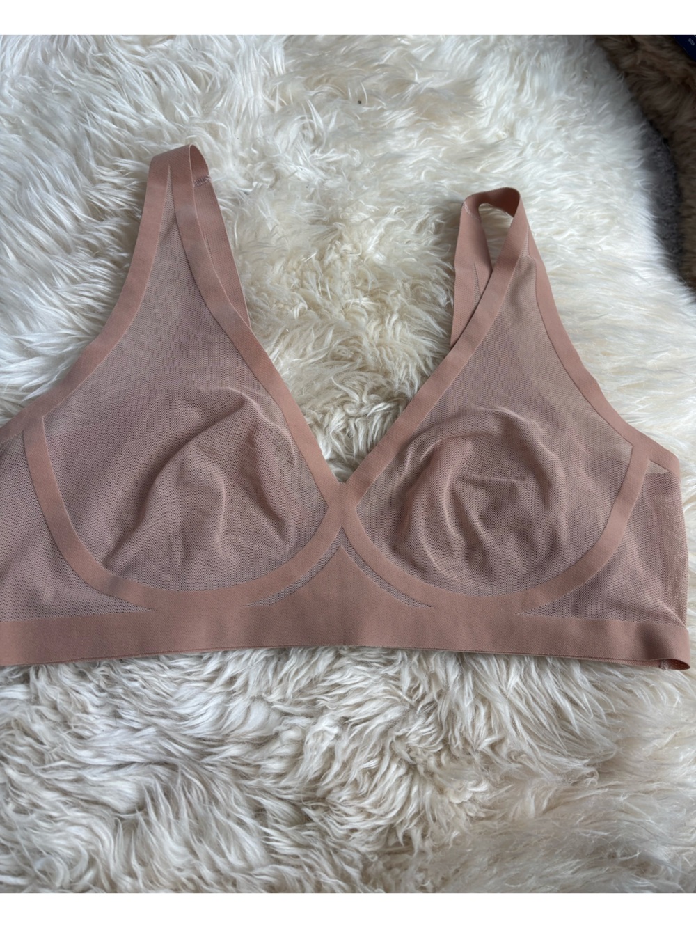 EBY Sheer Bralette Mesh Bra. In Champagne Nude. Size Large. - Picture 11 of 11